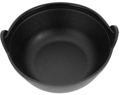 Holibanna 19cm Cast Iron Cauldron Pot Outdoor Camping Cookware Non-stick Iron Kettle Pot for Stews and Soups Single Handle Sturdy Cooking for Picnic and Home Use