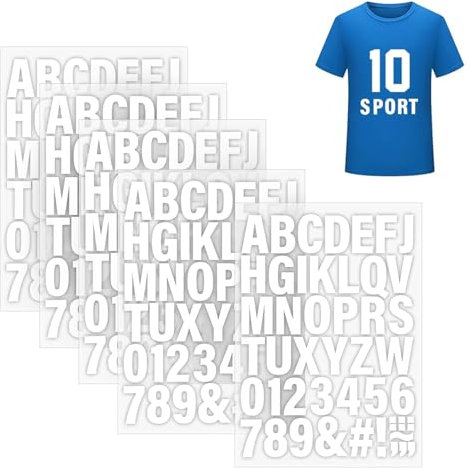 5 Sheets 210 pcs Vinyl Iron on Letters and Numbers for Clothes, 2 Inch A to Z, and 0-9 Custom Iron on Heat Transfers for T-Shirt Jersey Hats Printing DIY Crafts
