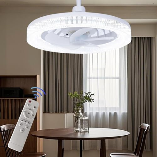 LETOUR LED Ceiling Fan with Lights 22W Ceiling Light with Fan and Remote, Timing, 3 Color Dimmable LED, 3 Speeds for Small Spaces Bedroom Home Office Dormitory