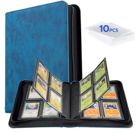 Tolesum Toploader Sammelkarten Album für 112 Toploader,4 Fächer Toploader Binder con 10 Toploader Card,Trading Card Binder Hüllen für 3x4 Rigid für Magic, YuGi Oh, MTG-Blau