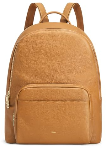 Kattee Echtleder Rucksack Mit 14 Zoll Laptopfach Damen Rucksack für Schule und Uni Mittelgroß