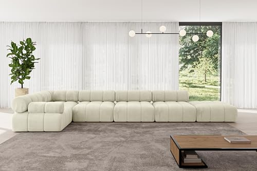 ALTDECOR Modulares Sofa Ecksofa in L-Form Corner modular Sofa Eckcouch Couch Wohnlandschaft Cauchsofa Polstersofa Felto-L3-475x190x70 cm Beige