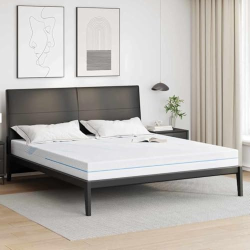 vidaXL Medium Firm Foam Mattress 180 x 200 cm White 7 Zones Comfort Touch Soft Polyester Cover No Need to Assemble, Improves Alignment of Your Spine, Essential For One