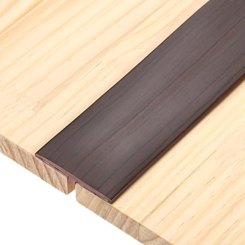 sourcing map T-Molding Transition Strips, 3 M x 5cm (L x W) PVC Floor Flat Divider Strip Self Adhesive Vinyl Flooring Edging Trim for Joining Floor Gaps Doorways, Black Walnut
