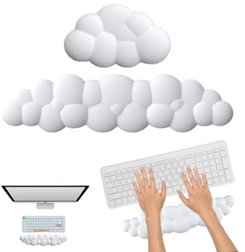 YUPZAR 1 Stück Wolke Handgelenkauflage Tastatur Anzug, Ergonomisches Wolke Handauflage Tastatur, Niedliche Wolken Wrist Rest Pad Für PC/Gaming/Arm Handpolster/Computer(Weiß)