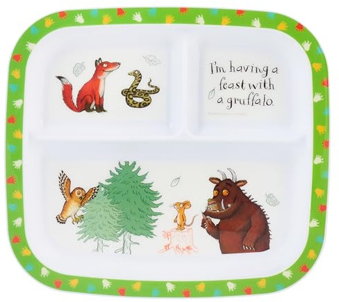 The Gruffalo 3-Section Children's Divided Plate - BPA-Free, Durable & Colourful Dining for Children, Perfect for Balanced Meals - 36 Months Up, Green