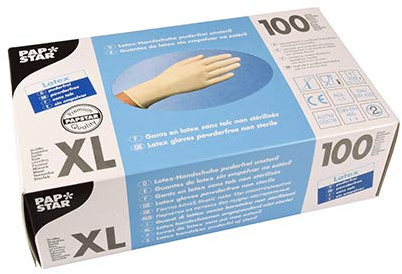 Papstar Gant EN Latex, Taille XL, blanko, Nicht pudrig