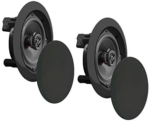 Pyle PDIC81RDBK 250 W 2 Channel 8-Inch Ceiling-Mounted Speaker (Pack of 2)