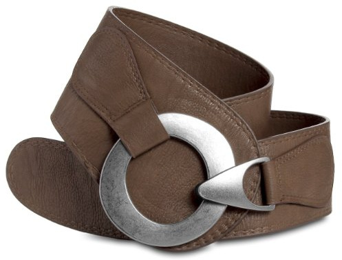 Caspar GU243 extra breiter Damen Gürtel Runde Metallschließe, Gürtelgröße:90, Farbe:khaki