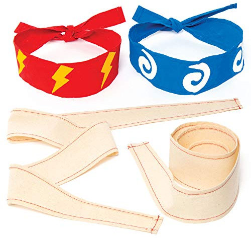 Baker Ross „Ninja“ Stoff-Kopfbänder für Kinder zum Gestalten und Tragen beim Kostümfest – Kreatives Bastelset für Kinder zum Verkleiden (5 Stück),Cream, Mittel