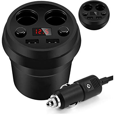 Dual USB Output Cup 3.1A DC12-24V Car Cigarette Lighter Splitter Car Charger Car Adapter For Mobile Phones Tablets
