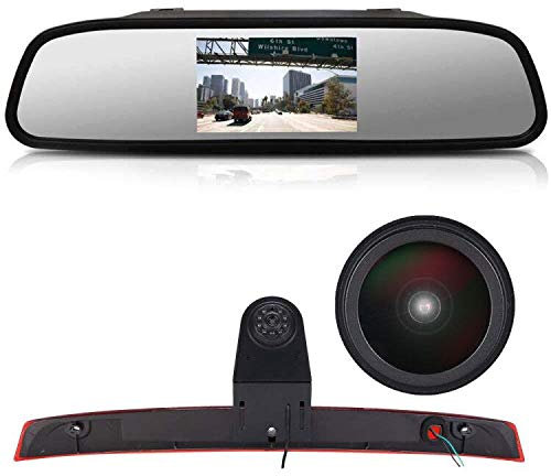 Kalakus Auto Dritte Bremsleuchte Kamera wasserdichte Bremslicht Rückfahrkamera mit Nachtsicht Transporter + 4,3 TFT LCD Rückspiegel für Mercedes Benz Viano Vito W639 Van 3 Brake Light 2003-2014