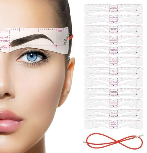 ANDERK Stencil Sopracciglia 12 Stili, Riutilizzabile Stencil per Sopracciglia per Toelettatura e Disegno Delle Sopracciglia, Kit per Sopracciglia per il Trucco dei Principianti