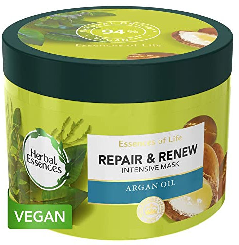 Herbal Essences Arganöl Haarmaske, Haarkur mit Arganöl für trockenes, geschädigtes Haar, Reparieren & Erneuern, tierversuchsfreie und vegane Tiefenpflege-Haarmaske, 2x mehr Pflege, 450ml
