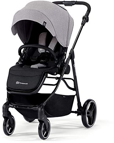 Kinderkraft Kinderwagen VESTO, Sportwagen, Buggy, Zusammenzuklappen, mit 4 Rad Dämpfung, UPF 50+ Filter, Praktische Zubehör, Schlaffunktion, von Geburt, Grau
