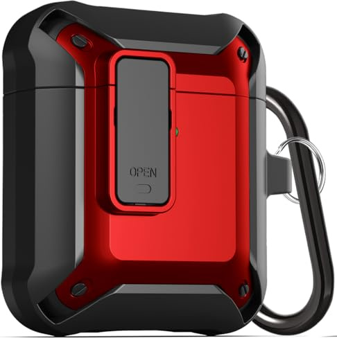 Fibuntun Schutzhülle für Airpod, stoßfest, für Apple Air Pod 2 & 1, kabellos, Rot