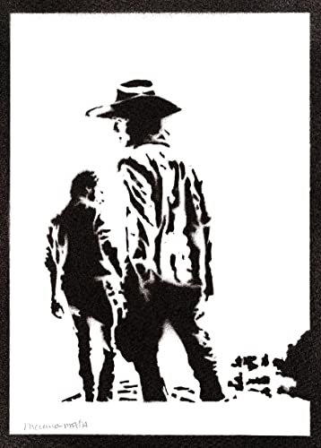 moreno-mata Echtes Handgemachtes Graffiti Carl und Rick Grimes TV Serien Aesthetic Poster & Kunstdrucke Bilder TWD Plakat Handmade Deko Wandbilder Wohnzimmer Wanddeko Geschenke für Männer und Frauen