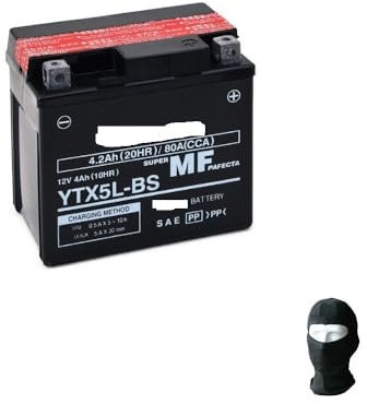 Compatible avec KYMCO Agility 4T R12 50 2005-2015 Batterie YUASA YTX5L-BS 12V / 4AH (Full Sealed) Batteries pour Moto Scooter Specification Deja Pret 115X72X107MM