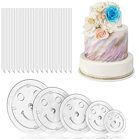Alzate Per Torte, 5 Piatti Separatori Per Torte, Tavole Per Dolci, Base Per Torta, Con 15 Pioli Per Torte A Piani, Riutilizzabili Per Torte Impilate A Più Livelli Che Decorano Festa Di Compleanno