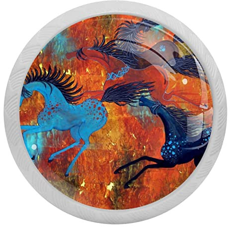 Roan Run Türknäufe für Küchenschränke, Kommoden, Schrank, Kleiderschrank, Fluoreszenzkristall, Blau, 4 Stück