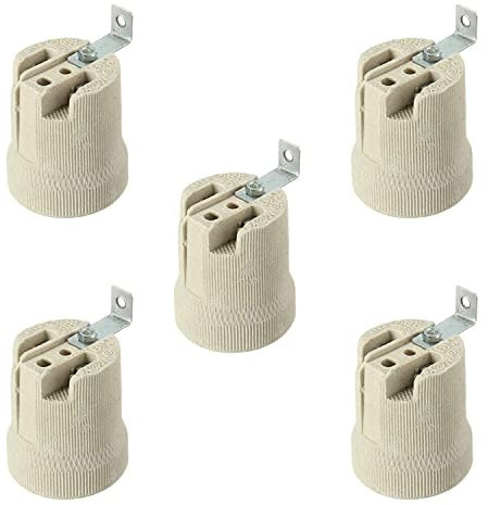 LEDSone Keramik-Porzellan ES27 E27 Edison-Schraube Wärme Vintage Lampe Halter mit Halterung (3 Stück, Form 3) (Stil 4, 5 er-Pack)