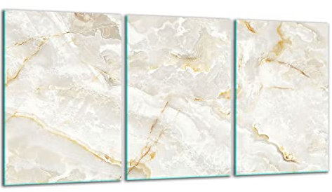 TMK ArtDeko Herdabdeckplatte 3 Teilig 30x52 cm - Spritzschutz Herdabdeckung – Herdschutz aus Sicherheitsglas – Robust, Hygienisch & Rutschfest– Schutz für Induktion, Ceran, Gas & Elektro