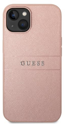 Guess GUHCP14MPSASBPI Hülle für iPhone 14 Plus 6,7 Rosa Saffiano Strap