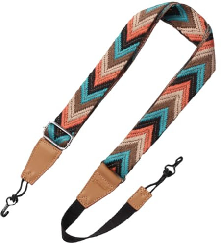 Vaguelly Ukulele Strap No Drill Ukulele Double Hook Clip Woven Uke with Leather End Adjustable & Fits Standard Sizes Uke, As Shown, 141CM