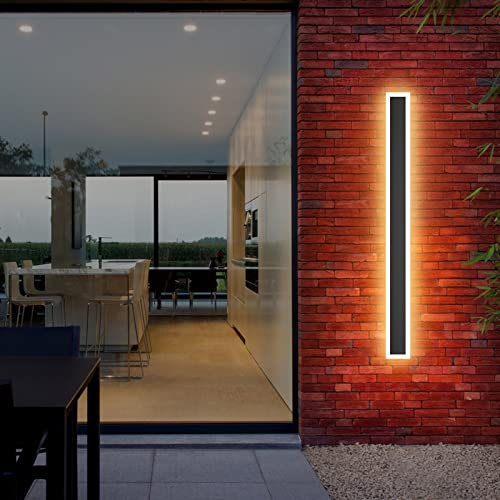 Klighten LED Lange Wandlampe IP54 Wasserdicht Wandbeleuchtung Schwarz Aussenleuchten Eisen Acryl Wandleuchte Aussen für Gärten, Villa, Terrassen, Schlafzimmer, Wohnzimmer, Warmweiß 3000K, 100CM/30W