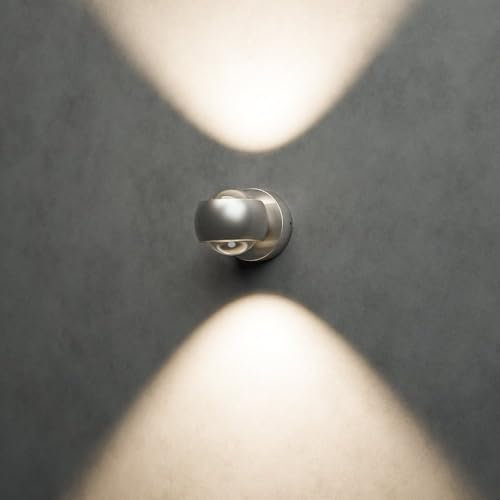 HOFTRONIC - Cupo - Smart Home Wandleuchte - Up and Down Light - Farbig RGBWW - WiFi + Bluetooth - 10 Watt - Edelstahl - IP54 für außen, innen und Badezimmer