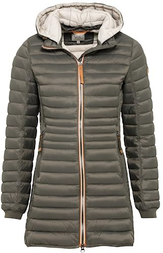 camel active Damen Leichter Wasserabweisende Steppmantel mit Abnehmbarer Kapuze Jacket, Dunkelgrün, 42