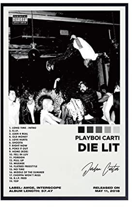 Theissen Playboi Carti Poster Die Lit Album Cover Poster, Poster für Schlafzimmer Wanddekoration – mattes Poster, rahmenloses Geschenk, 28 x 43 cm