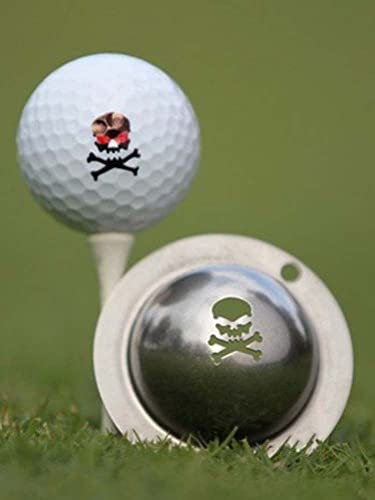 Golfball Markierer Schablone Stempel lustiges Golfball-Marker Stempelausrichtung Werkzeug Personalsierte Golfbälle Markieren (Skull)
