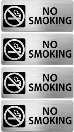 Meitaat No Smoking Schild Rauchen Verboten Aluminium 17,8 × 7,6 cm Rauchverbot Warnzeichen Selbstklebend Sicherheitsschilder aus Metall Wasserdicht für Außen-und Innenbereich 4 Stück