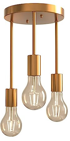 Mainen 3-Flammige Vintage Deckenleuchte, E27 LED Retro Gold Deckenlampe für Esszimmer, Küche, Wohnzimmer, Bar, Restaurant