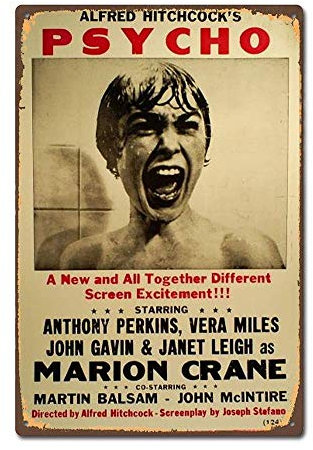 Klassisches Psycho-Poster Horrorfilm Film Vintage Retro Metall Dekor Vintage Blechschild Größe: ca. 20 x 30 cm (L x B)