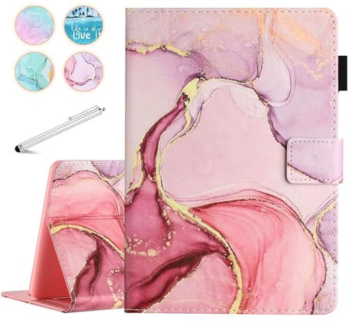 Fancity Case Fits Amazon Kindle Fire HD 8 & HD 8 Plus Tablet (12th Generation/10th Generation, 2024/2022/2020 Release) 8, PU Leather Standing Cover with Smart Auto Sleep/Wake & Card Slot, Marble Pink