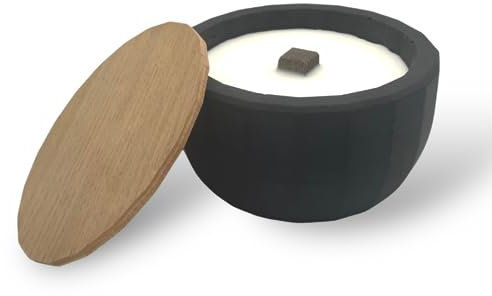 Holz & Stein Manufaktur - Steinfeuer XL aus Beton | Wiederbefüllbare Outdoor Kerze | Dauerdocht | Tischfeuer | Sojawachs - ⌀18cm x 10cm (Anthrazit)