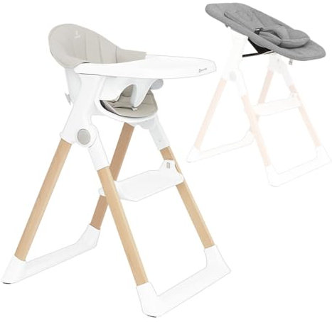 Olmitos – Trona bebe Evolutiva de Madera con Hamaca 2 piezas y reductor – Ajustable y Plegable con Arnés seguridad, desde nacimiento hasta 3 años - Cinturón de 3 puntos