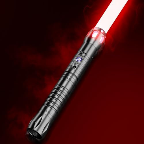 Lischwert Sabre Laser,Sabres Laser avec 15 Couleurs RVB, 10 Polices sonores, Sabres Laser de Duel avec poignée en métal et Lame remplaçable, Sabres Lumineux pour Adultes et Enfants