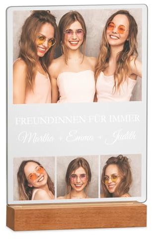 Maverton beleuchteter LED-Rahmen - personalisiertes Acryl Glasbild mit Foto - Fotorahmen mit LED-Beleuchtung - LED Acrylglas Fotogeschenk für Frau Mann Paar - Größe: L/XL - Freundinnen