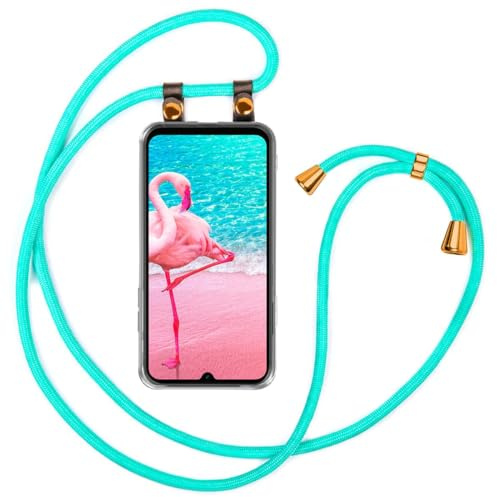 moex Handykette für Samsung Galaxy A05s Hülle mit Band abnehmbar, Handyhülle mit Kette zum Umhängen, Handyband 155 cm lang Stoff Kordel Umhängehülle, Handy Umhängeband, Türkis