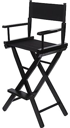 PPGE Home Regiestuhl, Make-up-Künstlerstuhl, klappbarer Regiestuhl, tragbarer Holzstuhl, faltbarer Make-up-Künstlerstuhl (Farbe: Schwarz 1)