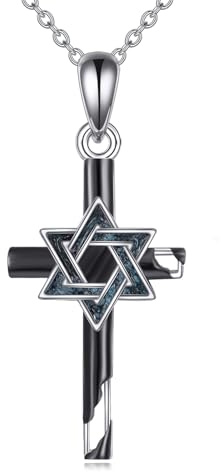 POPLYKE Kreuz Anhänger Halskette Sterling Silber Religiöser Schmuck Geschenke für Frauen Männer