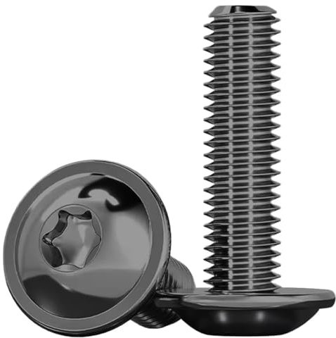 Drenky Vis Torx 10 Pièces, M8x30mm Vis à Tête Bombée Avec Collerette Noir à Collerette ISO 7380-2 Filetée Acier Inoxydable A2 V2A à Tête Plate Avec Rondelle, Filetage Complet