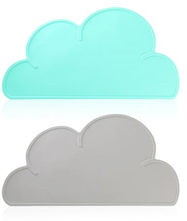 2 Pieces of Cloud Placemats - Silicone Food Mats for Children & Travel, Heat-Resistant & Anti-Spill (48 * 27cm)