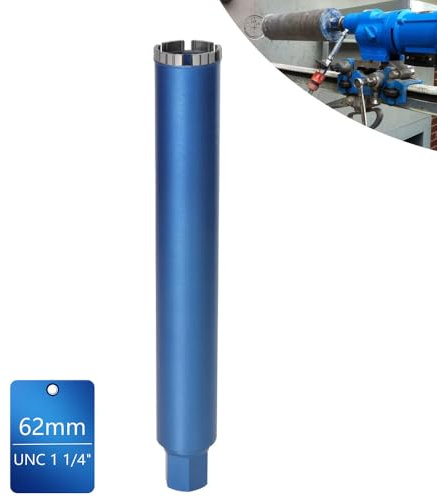 1 ¼ Diamantbohrkrone Ø 62 mm für Beton/Granit, passend für Kernbohrgeräte | L 460mm, mit 10mm Turbo, Dosensenker Nass-/Trocken Bohrkrone Lasergeschweißte zum Marmor Stein Mauerwerk