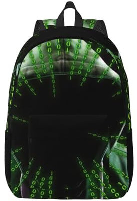 KoNsev Hacker Attack Rucksäcke, elementare Büchertaschen, Mädchen, Jungen, modisch, lässig, Tagesrucksack, Reisen, Uni, Lehrer, Schwarz , S
