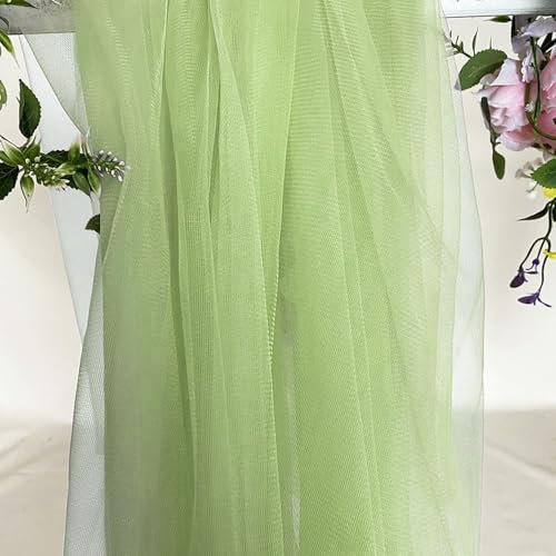 3m x 160cm Soft Tüllstoff,Tüll Stoffe zum Nähen,Netzstoff Dekostoff Drapierstoff für Arbor Hochzeit Vorhang Hochzeitsbogen Freihanddeko Torbogen Zeremonie Party Dekor Kleid Tüllrock Schleier,Hellgrün
