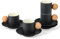 fanquare Tazze e Piattino da Caffè Neri Set di 4 Tazze da Caffè in Ceramica con Manico in Legno Tazze da Caffè Espresso per Tè Latte Moka Caffè